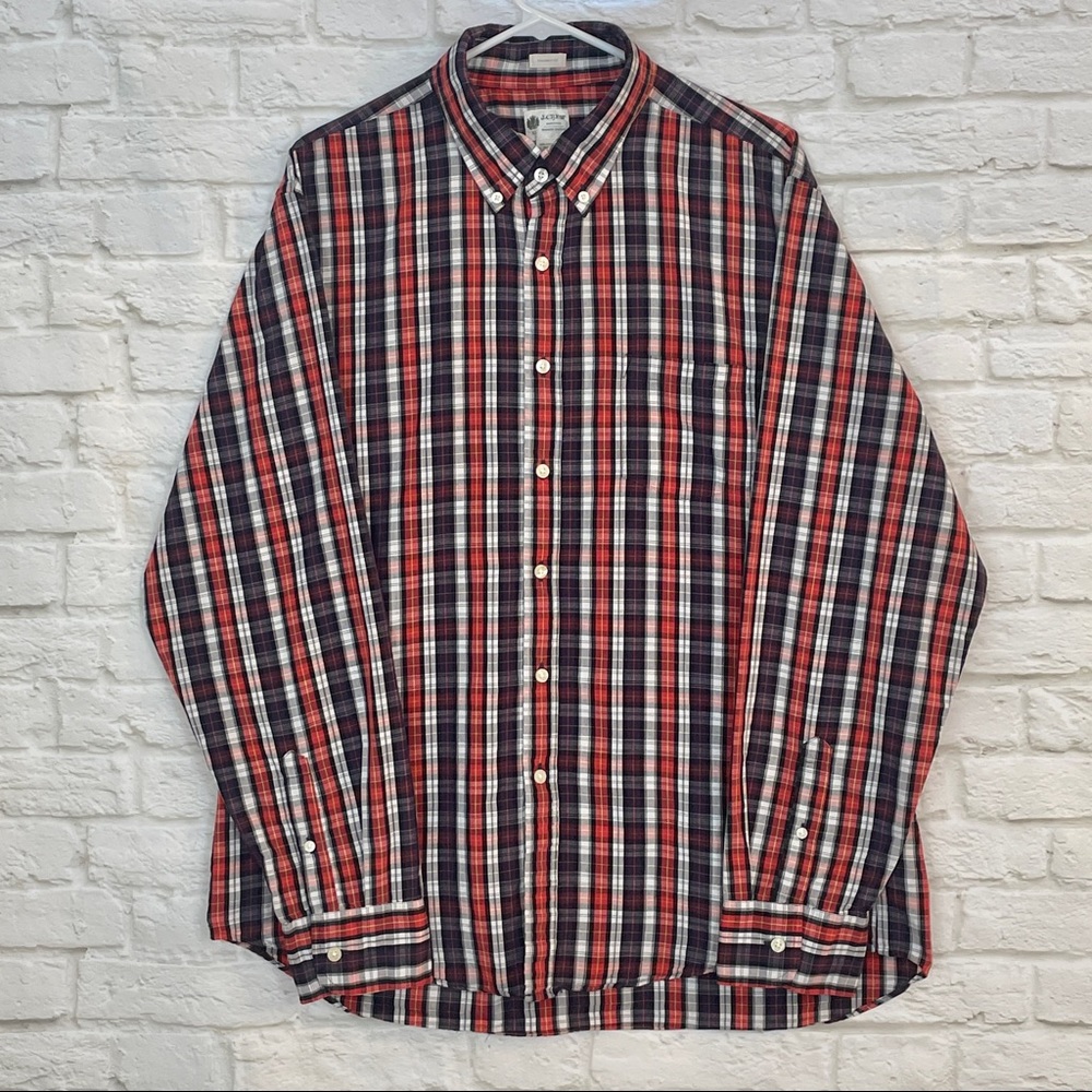 J. Crew Men's Plaid Oxford Shirt - XL